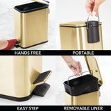 1.3 Gallon Rectangular Slim Metal Trash Can w/ Foot Pedal, Easy-Close Lid, Narrow Wastebasket