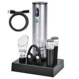 Electric Wine Opener with Wine Accessories -Rechargeable Wine Bottle Opener Set with Base, Wine Aerator, Foil Cutter and Wine Stoppers- Perfect Wine Gifts for Wine Lovers
