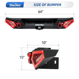 OEDRO Rear Bumper w/ 2 LED Lights Fits for 07-18 Jeep Wrangler JK 4Dr/ 2Dr