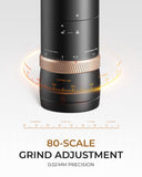 FORLIM Portable Electric Coffee Grinder, Cordless Rechargeable Coffee Bean Grinder with 80 Scale Precise Grinding Settings, Double-Click Start