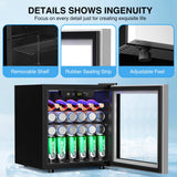 Kismile 50 Can Beverage Refrigerator Cooler 1.3 Cu.Ft Mini Fridge for 12 Bottle, Drink Fridge with Quiet Compressor, LED Light,Silver