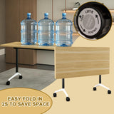 Flip Top Mobile Meeting Table with Wheels, Modular Stackable Training Tables, Convertible Rolling Seminar Table for Office Classroom