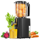 Cold Press Juicer, 5.5inch Wide Feed Chute Juicer Machine, Slow Masticating Juicer for Whole Vegetables & Fruits, Black