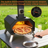 Pizza Oven Outdoor 12" Portable Pellet Pizza Stove Wood Fired Stainless Steel Pizza Maker for Backyard or Outside Camping With