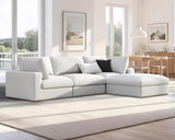 114" Modular Sectional Sofa, 4 Seats L Shaped Cloud Couch, White Linen