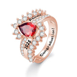 Oseew 2027 Class Graduation Ring for Women College High School (Rose Gold)