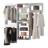 MODCART Modular Closet System, 66" Wide Closet Organizer System with Towers and Hanging, Wood Closet Tower Storage for Walk In Closets, Wall Mounted Wardrobe Organizer Kit System, Bedroom, White