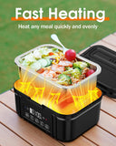 FERVINOW Cordless Electric Lunch Box for Adults – Battery-Powered Heated Lunch Box with 1.2L Stainless Steel Container, Timer Function, and Leak-Proof Food Warmer for Work, Travel & Office
