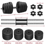 Yaheetech Adjustable Dumbbells Weight Set - 66LB Dumbbell Weights Exercise & Fitness Equipment w/ 4 Spinlock Collars & 2 Connector Options for Women & Men Gym Home Strength Bodybuilding Training Yaheetech