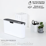 B08W Paper Shredder for Home use Office, White Compact Design, 2 Sheet Crosscut Paper, 10 Mins Running Time 14.7" × 7.2" × 3.7" Asmix