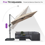 PURPLE LEAF Outdoor Umbrella 8' x 8' Square Premium Sun Protection Tapue