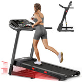 THERUN Incline Treadmill, 0-12% Incline Treadmill for Running and Walking, 300 lbs Weight Capacity, Wide Belt,3.0HP,18" LED Screen, 2 Layers Shock-Absorbing Red