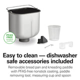 Bread Maker Machine, Digital, Programmable, 12 Settings + Gluten Free, Dishwasher Safe PFAS-Free Nonstick Pan + Kneading Paddle, 2 lb Capacity, Black Hamilton Beach