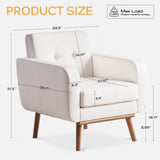 HUIMO 3 Piece Living Room Set, Sofa Set with Solid Wood Frame(White)