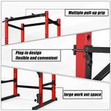 Bongkim Power Rack, Rack Cage for Weight Training, Adjustable Squat Stand Rack for Home Gym Equipment, Lifting Cage with 660lb Capacity (Red)