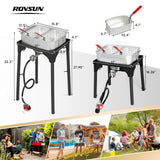 ROVSUN 58,000 BTU Propane Fryer Set with Heightened Gas Stove, 18 QT Aluminum Deep Fryer Pot, 2 Baskets & Thermometer for Outdoor Backyard Frying Fish, Chicken Wings, French Fries & More