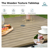 MFSTUDIO 5 PCS Patio Dining Set, 42'' Wood-Look Table & Mesh Chairs