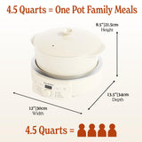 MAGNIFIQUE Slow Cooker, 4.5 Quart 8-in-1 Clay Pot Multi-Cooker, Non-Toxic Slow Cooker with Removable Clay Pot, for Rice, Pasta, Steam & Proof, Nonstick, Oven Safe Pot to 500°F, Oatmeal