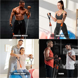 Resistance Bands with Handles, 225lb Exercise Bands for Working Out, Fitness Bands, Workout Bands with Door Anchor and Ankle Straps, Physical Therapy, Yoga