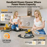 Gautye Steam Cleaner, 3 Level Adjustable Handle with 15 Accessories, Black