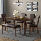 6 Piece Dining Table Set, Counter Height Kitchen Sets, Walnut
