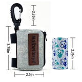 Naibeilerye Outdoor Dog Poop Bag Holder & Dispenser, Double Layer Denim Pouch, Sturdy POM Hook & Secure Fastening Design, Hanging Storage Bag for Dog Leash Hiking Travel(Light denim)