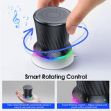 Rotary Bluetooth Shower Speaker with RGB Lights, IPX5 Waterproof Portable Speaker with Suction Cup, Deep Bass Mini Bluetooth 5.3 Speaker with Built-in Mic, 8H Playtime for Bathroom, Pool & Travel