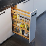 Dowell 5" Base Pull-out Spice Organizer with Adjustable Shelves for Base Kitchen Cabinet, Bottom Mounted Soft Close Slides - 4004 0524 | Soft-Close Wooden Slide Out Spice