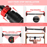 Pull Up Bar for Doorway: Sportneer Strength Training Pull-up Bars without Screw - Adjustable Width Locking Mechanism Chin Up Bar, Thickened Steel Max Limit 440 lbs Upper Body Fitness Pullup Bars for Home (Black-Red) Sportneer