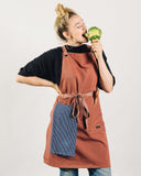 Caldo Crossback Kitchen Apron for Cooking - Mens and Womens Professional Chef or Server Bib Apron - Adjustable Crossback Style - Rustic- Midweight Cotton (Terracotta)