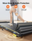 Acezoe 3 in 1 Under Desk Treadmill with Incline, Walking Pad with Removable Desk Workstation, Adjustable Height for Different Need, 300lbs Capacity, Foldable Compact for Home Small Office,Yellow