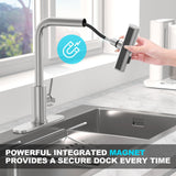 AVSIILE Brushed Nickel Kitchen Faucets with Pull Down Sprayer & Soap Dispenser, Single Hole & Handle, Pull Out Tap, Waterfall Stainless Steel Sink Faucet for Farmhouse Camper Laundry Rv Bar