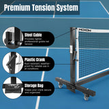MOXOW Semi-Permanent Pickleball Net for Tournament Play, Heavy-Duty Net with Premium Crank Tension System, All-Weather Rust-Resistant Aluminum Frame with Moveable Wheels