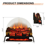 PuraFlame 27" Free Standing Electric Fireplace Log Set Insert, 750W/1500W Heater, 6 Flame Colors with 5 Brightness, Crackling Sound, Remote Control