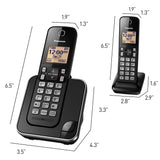 Expandable Cordless Phone System with Amber Backlit Display – 2 Handsets – KX-TGC352B (Black) Panasonic