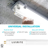 LUXRITE 30-Pack 4FT T5 LED Tube Lights, Type A+B, 24W=54W, 4000K Cool White, 45.78", Ballast and Ballast Bypass Compatible, Single or Double End Powered, F54T5 Fluorescent Replacement, Damp Rated
