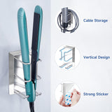 Oukimly Hair Dryer and Straightener Holder Wall Mounted, Curling Iron Holder Adhesive, Blow Dryer Holder Wall, Bathroom Hair Tool Organizer for Flat Irons,Curling Wands,Styling Tools (Silver, 1Pc)