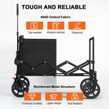 Navatiee 140L Wagon Cart Foldable, Large Capacity Collapsible Wagon with Smallest Folding Design, Utility Grocery Cart for Camping Shopping Sports, Black