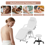 LOUVIXA Tattoo Chair, Adjustable Facial Chair 73 Inch Salon Bed with Hydraulic Stool for Professional Massage Beauty Spa (White)