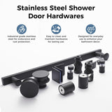 DELAVIN Frameless Shower Door, 56-60" W x 75" H Glass Shower Doors, 5/16"(8mm) Thick SGCC Certified Clear Tempered Glass with Explosion-Proof Film, Easy to Clean, Stainless Steel Guide Rail, Black