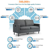56'' Dark Grey Fabric Loveseat Small Couch with 2 USB for Living Room Sofa