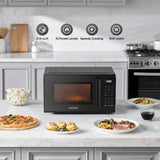 BLACK+DECKER EM9P02P9 Countertop Microwave Oven, 0.9 Cu Ft, 900W with 6 One-Touch Presets, Express Cooking, 10 Power Levels, and Child Safety Lock, Black