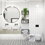 InnJoey Bathroom Accessories Set, 9-Piece Marble White Bathroom Set, White Bathroom Accessories with Slim Trash Can, Soap Dispenser, Toilet Brush, Toothbrush Set, Qtip Holders