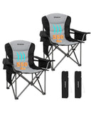 KingCamp Oversized Camping Folding Chair, Heavy Duty 450 LBS with Lumbar Support, Padded seat with Cup Holder&Cooler Bag, Ideal for Camp, Fishing, Sports Event, Backyard, Patio, Lawn