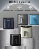 Nuwave Brio Plus Air Fryer 8 Qt, New & Improved, PFAS-FREE, 7 Digital One-Touch Cook Functions that AIR FRY, BAKE, ROAST, DEHYDRATE, TOAST, REHEAT, PREHEAT, 150 Presets, 50°F~400°F (Cool Gray)