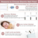 Hoxida Cordless Electric Nail Drill: 10-Speed Professional Nail File with 360° LED Light for Manicure Shaping & Gel Removal, Nail Art Practice Essentials,Home DIY & Portable Travel Use