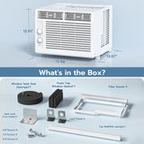 ZAFRO 5000BTU Window Air Conditioners Cool Up to 150 Sq Ft,Quiet Operation Window AC Unit with 2 Cool&Fan Functions,Easy to Use Mechanical Control,Washable Filter,Easy Install Kit,for Small Room,White