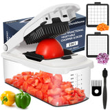 Ourokhome Chopper Vegetable Cutter with Container, Manual Hand Food Onion Dicer with 2 Chopping Blades (2 in 1, White)