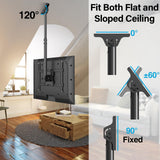 MOUNTUP Ceiling TV Mount for 40-75 Inch Flat Curved TVs, 360° Rotation Heavy Duty Articulating Pole with 99 lbs Capacity, Max VESA 600x400mm, Adjustable Height Ceiling Mount for Restaurant/Office