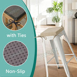 Square Stool Cushion with Ties - Memory Foam Anti Slip Seat Cushion